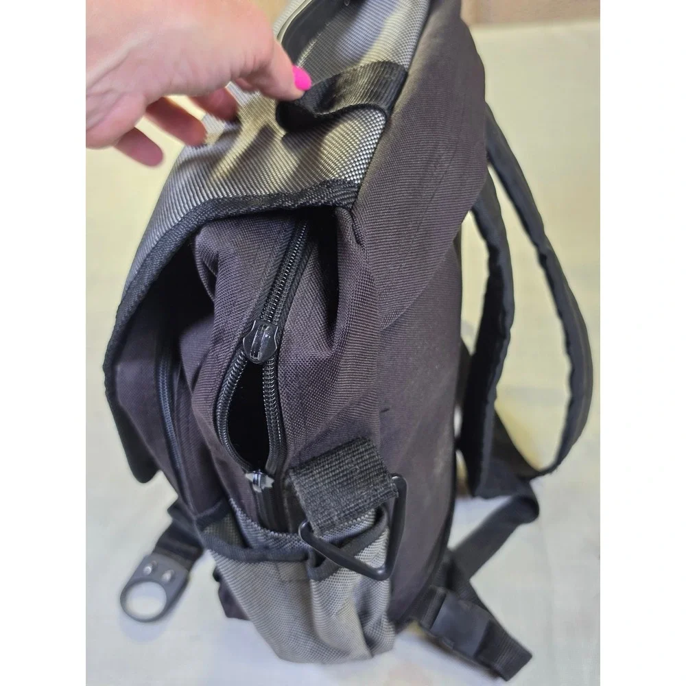 Leeds Sirius Computer Solutions Laptop Backpack Black Gray Canvas Tech Bag